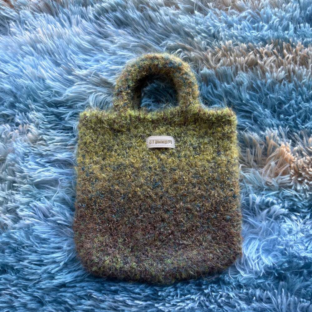 Stannum Gradient Faux Fur Knit Mini Tote Bag